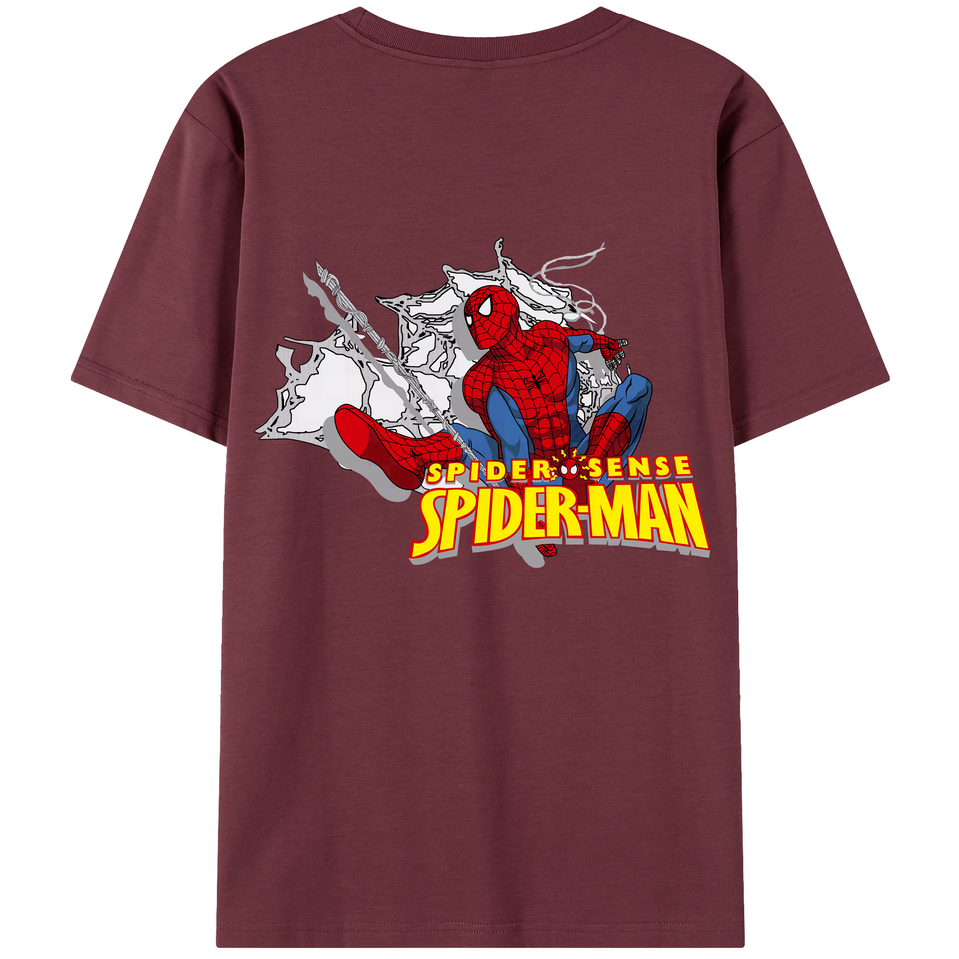 （画像用） Spider Man スパイダーマン 綿100％半袖Tシャツ（背面プリント）